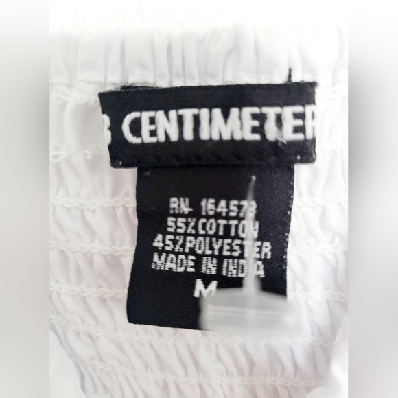 18 Centimeters Balloon/Puff Mini Dress Elastized Back Cotton Blend White Small - Picture 4 of 13